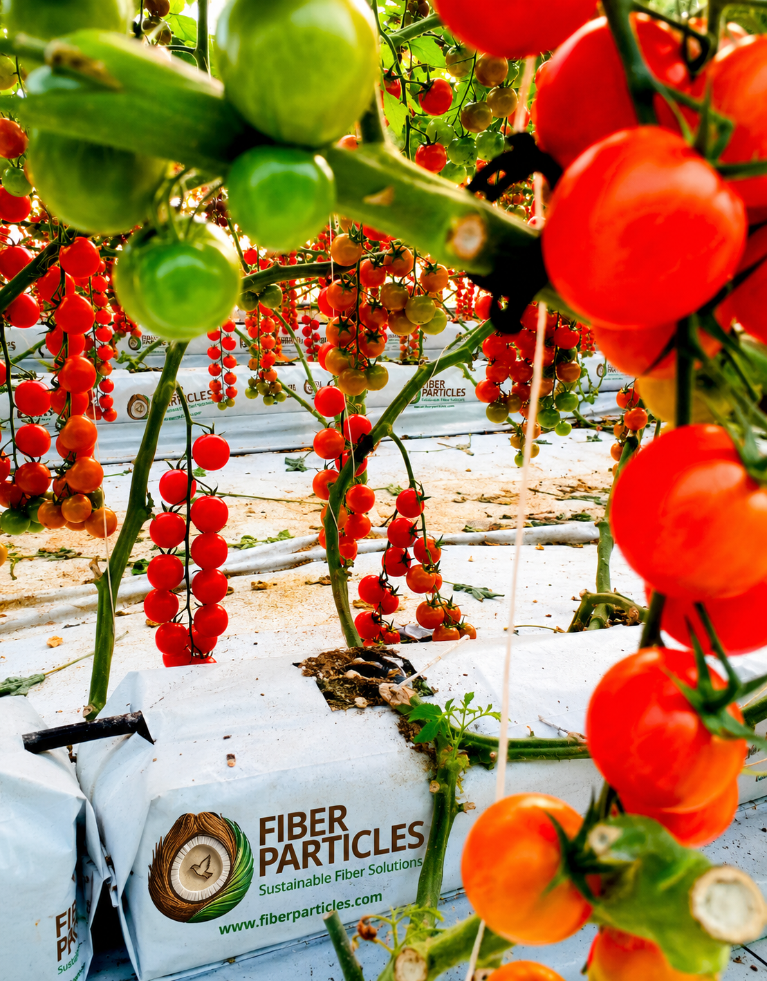 Coir grow bags supporting tomato cultivation